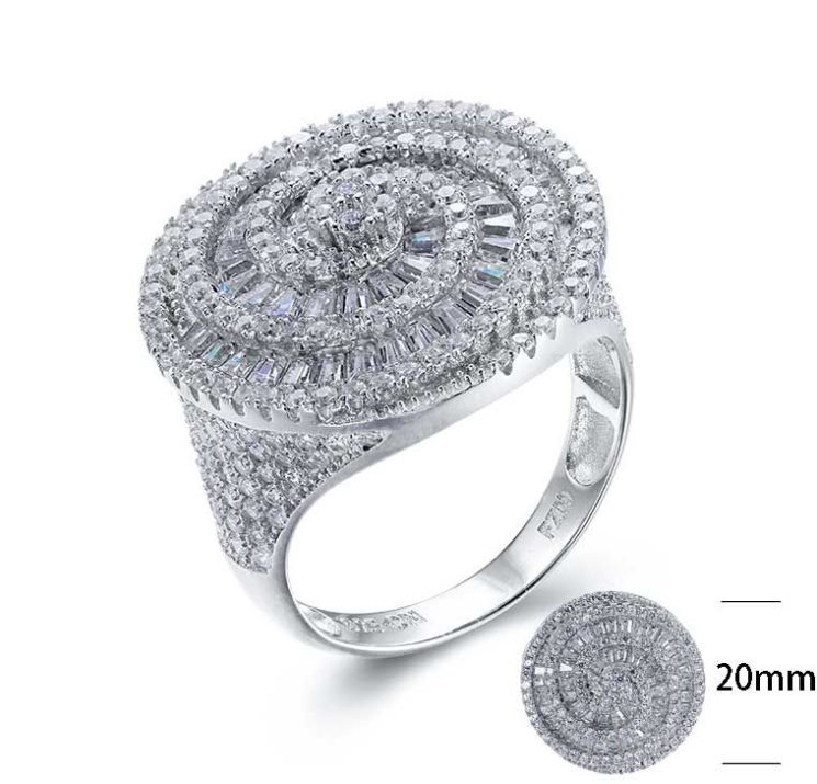 SJ25851, Ladies' Moissanite Ring, S925, Rhodium Plated, White, 7.498g