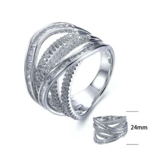 SJ27964, Ladies' Moissanite Ring, S925, Rhodium Plated, White, 7.407g