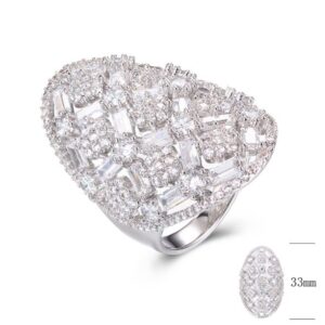 SJ29055, Ladies' Moissanite Ring, S925, Rhodium Plated, White, 8.655g