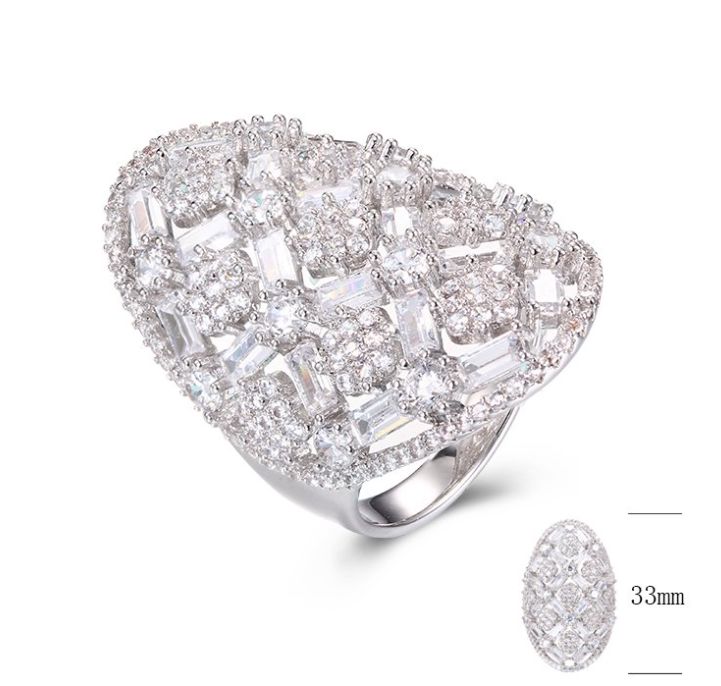 SJ29055, Ladies' Moissanite Ring, S925, Rhodium Plated, White, 8.655g