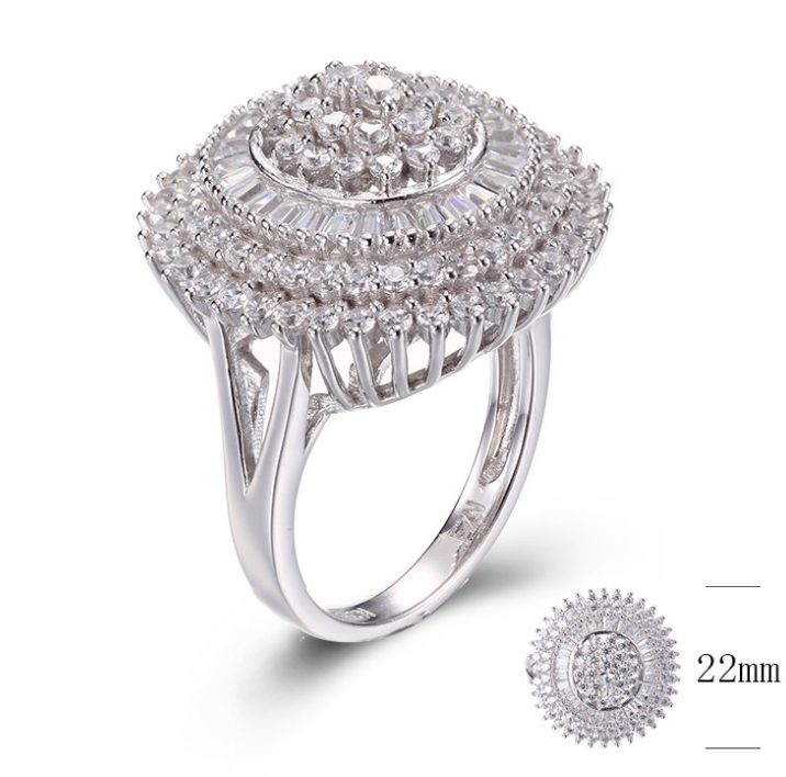 SJ29486, Ladies' Moissanite Ring, S925, Rhodium Plated, White, 6.973g