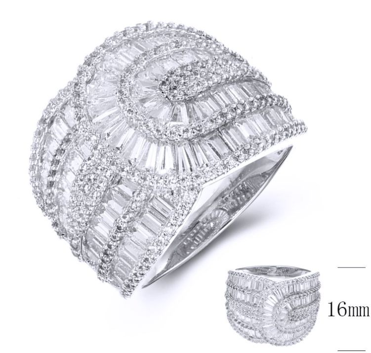 SJ36510, Ladies' Moissanite Ring, S925, Rhodium Plated, White, 7.543g