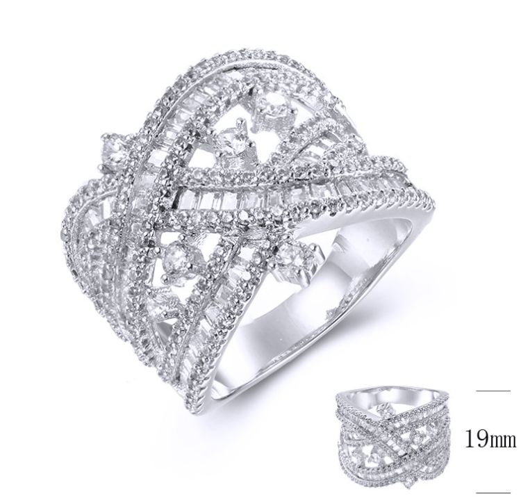 SJ38735, Ladies' Moissanite Ring, S925, Rhodium Plated, White, 8.647g