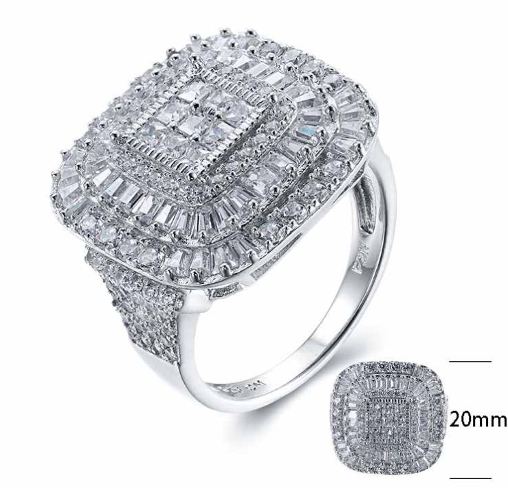 SJ25397, Ladies' Moissanite Ring, S925, Rhodium Plated, White, 8.305g
