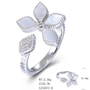 SJ53671, Ladies' Moissanite Ring, S925, Rhodium Plated, White, 3.6g