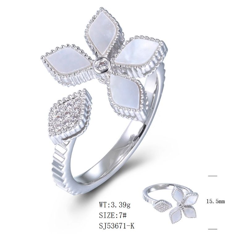 SJ53671, Ladies' Moissanite Ring, S925, Rhodium Plated, White, 3.6g