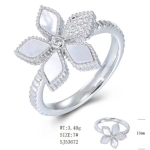 SJ53672, Ladies' Moissanite Ring, S925, Rhodium Plated, White, 3.44g