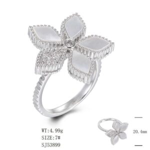 SJ53899, Ladies' Moissanite Ring, S925, Rhodium Plated, White, 5.09g