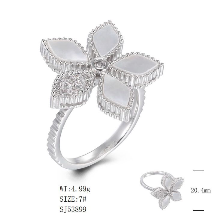 SJ53899, Ladies' Moissanite Ring, S925, Rhodium Plated, White, 5.09g