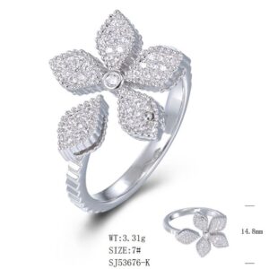 SJ53676, Ladies' Moissanite Ring, S925, Rhodium Plated, White, 3.58g