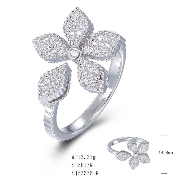 SJ53676, Ladies' Moissanite Ring, S925, Rhodium Plated, White, 3.58g