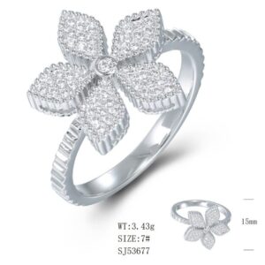 SJ53677, Ladies' Moissanite Ring, S925, Rhodium Plated, White, 3.64g