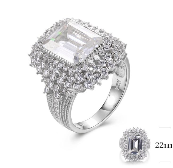 SJ30031, Ladies' Moissanite Ring, S925, Rhodium Plated, White, 8.51g