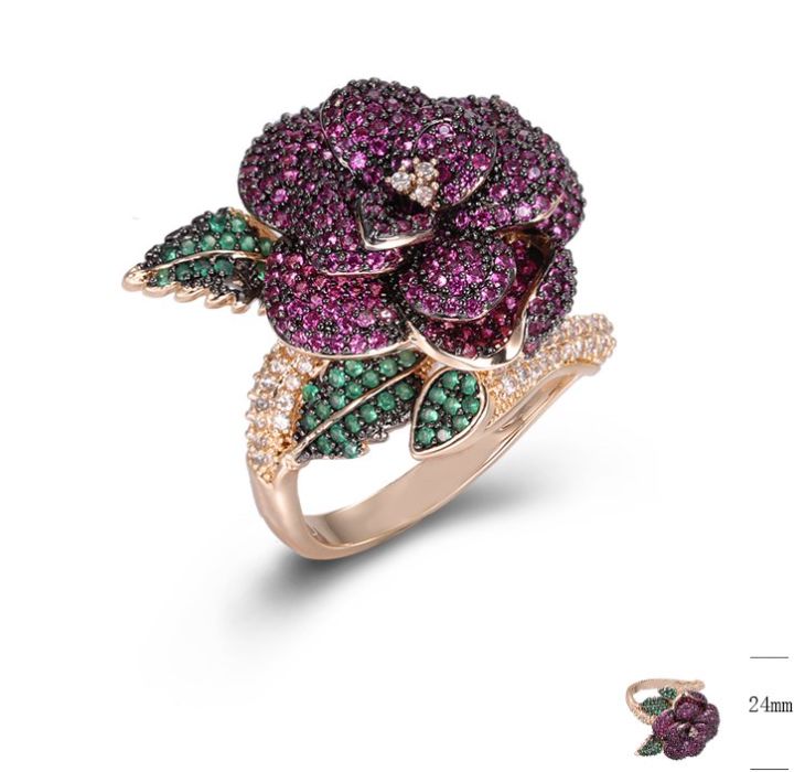 SJ44418-C, Ladies' Moissanite Ring, S925, Rhodium + Black Rhodium Plated, Silver, 10.35g