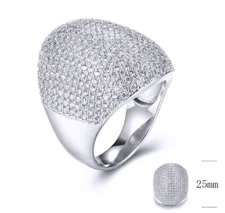 SJ31579-C, Ladies' Moissanite Ring, S925, Rhodium + Black Rhodium Plated, Silver, 10.51g