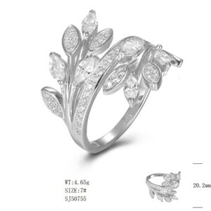 SJ50755, Ladies' Moissanite Ring, S925, Rhodium Plated, White, 4.92g