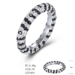 SJ53464-C, Ladies' Moissanite Ring, S925, Rhodium + Black Rhodium Plated, Silver, 5.098g