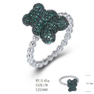SJ53466-C, Ladies' Moissanite Ring, S925, Rhodium + Black Rhodium Plated, Silver, 3.698g