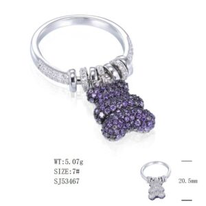 SJ53467-C, Ladies' Moissanite Ring, S925, Rhodium + Black Rhodium Plated, Silver, 4.96g