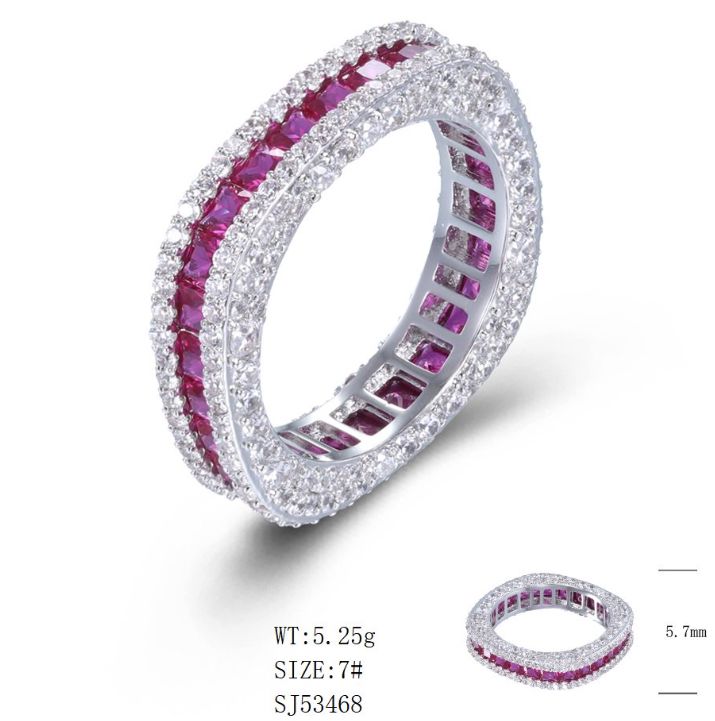 SJ53468, Ladies' Moissanite Ring, S925, Rhodium Plated, White, 5.263g