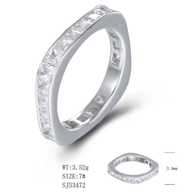 SJ53472, Ladies' Moissanite Ring, S925, Rhodium Plated, White, 3.978g
