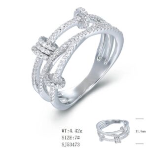 SJ53473, Ladies' Moissanite Ring, S925, Rhodium Plated, White, 4.528g