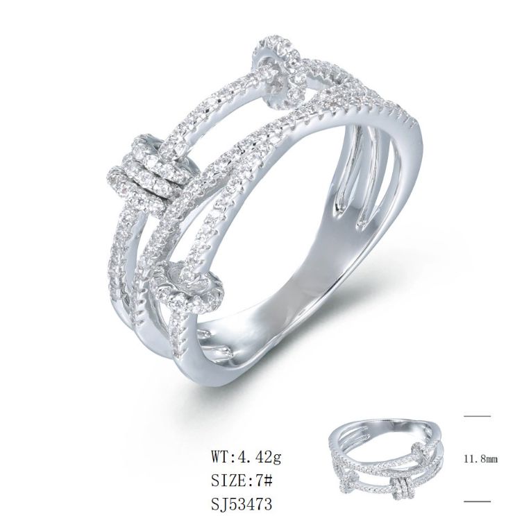 SJ53473, Ladies' Moissanite Ring, S925, Rhodium Plated, White, 4.528g