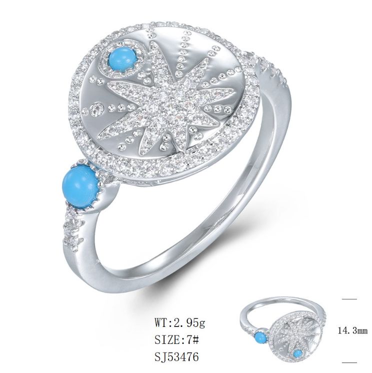 SJ53476, Ladies' Moissanite Ring, S925, Rhodium Plated, White, 3.123g