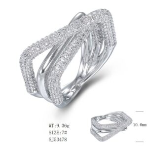 SJ53478, Ladies' Moissanite Ring, S925, Rhodium Plated, White, 10.036g