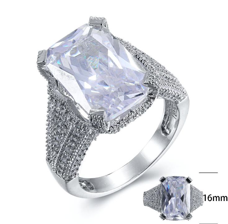 SJ24125, Ladies' Moissanite Ring, S925, Rhodium Plated, White, 6.329g