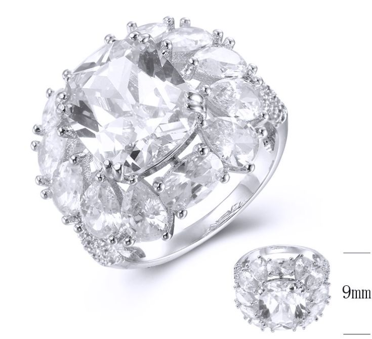 SJ38714, Ladies' Moissanite Ring, S925, Rhodium Plated, White, 5.548g