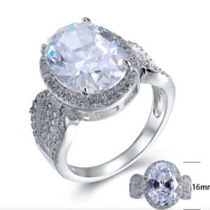 SJ24162, Ladies' Moissanite Ring, S925, Rhodium Plated, White, 4.824g