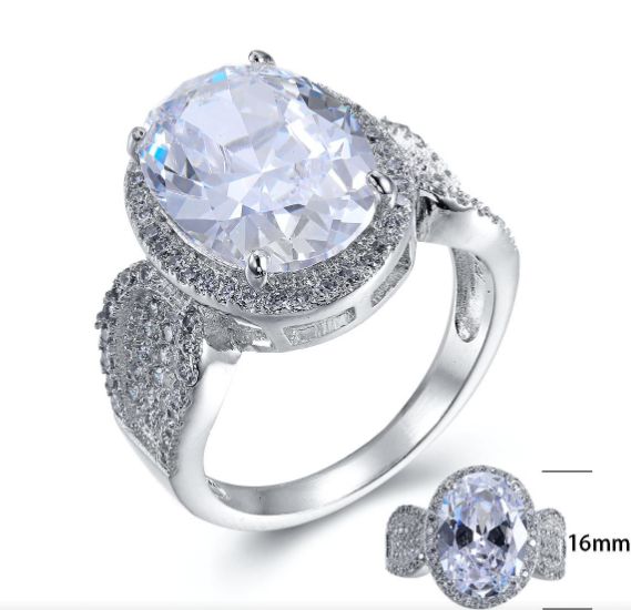 SJ24162, Ladies' Moissanite Ring, S925, Rhodium Plated, White, 4.824g