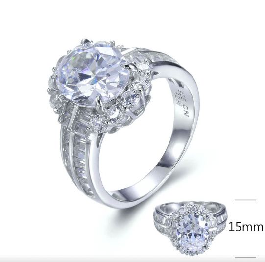 SJ27690, Ladies' Moissanite Ring, S925, Rhodium Plated, White, 5.6g