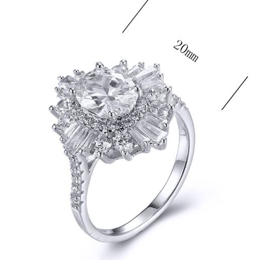 SJ31210, Ladies' Moissanite Ring, S925, Rhodium Plated, White, 4.429g