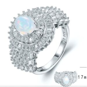 SJ27504, Ladies' Moissanite Ring, S925, Rhodium Plated, White, 6.724g