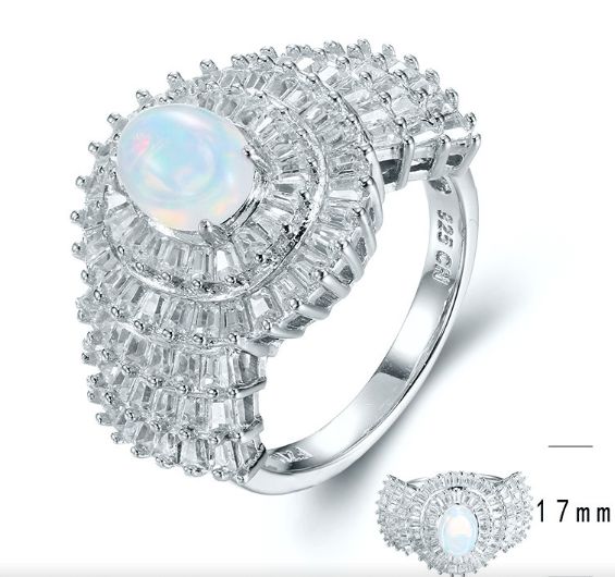 SJ27504, Ladies' Moissanite Ring, S925, Rhodium Plated, White, 6.724g