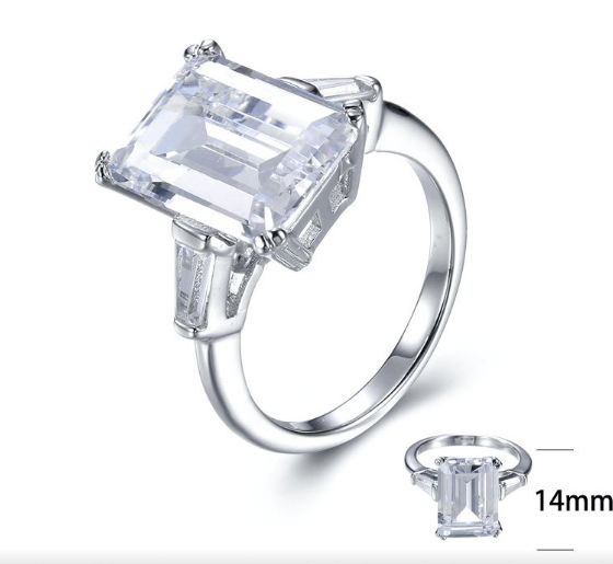 SJ27336, Ladies' Moissanite Ring, S925, Rhodium Plated, White, 3.438g