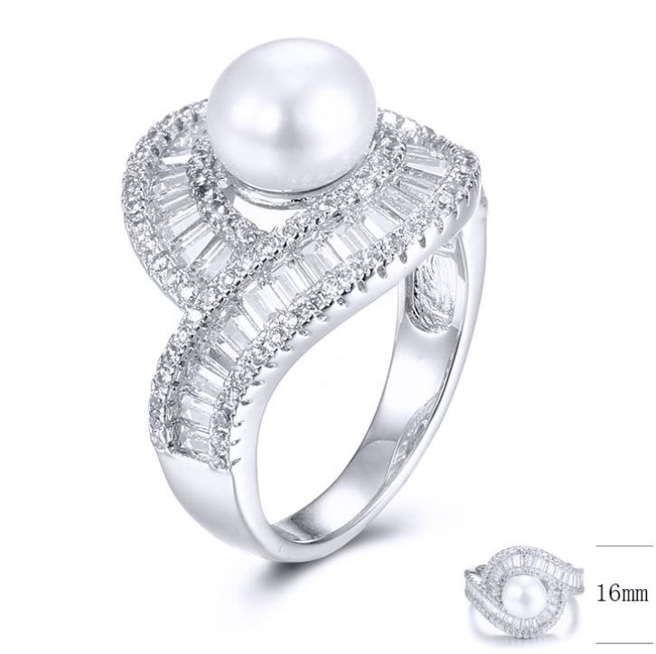 SJ32483, Ladies' Moissanite Ring, S925, Rhodium Plated, White, 6.692g