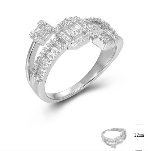 SJ45371, Ladies' Moissanite Ring, S925, Rhodium Plated, White, 3.813g