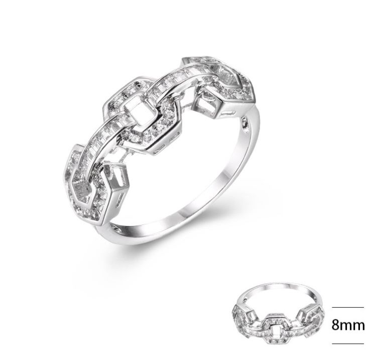 SJ40210, Ladies' Moissanite Ring, S925, Rhodium Plated, White, 2.975g
