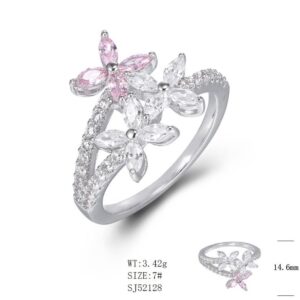 SJ52128, Ladies' Moissanite Ring, S925, Rhodium Plated, White, 3.417g
