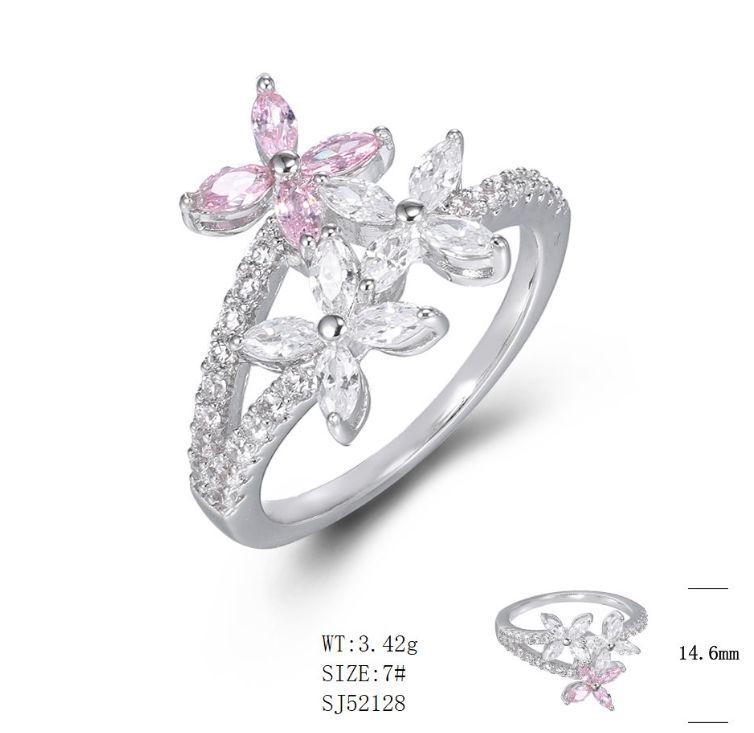 SJ52128, Ladies' Moissanite Ring, S925, Rhodium Plated, White, 3.417g