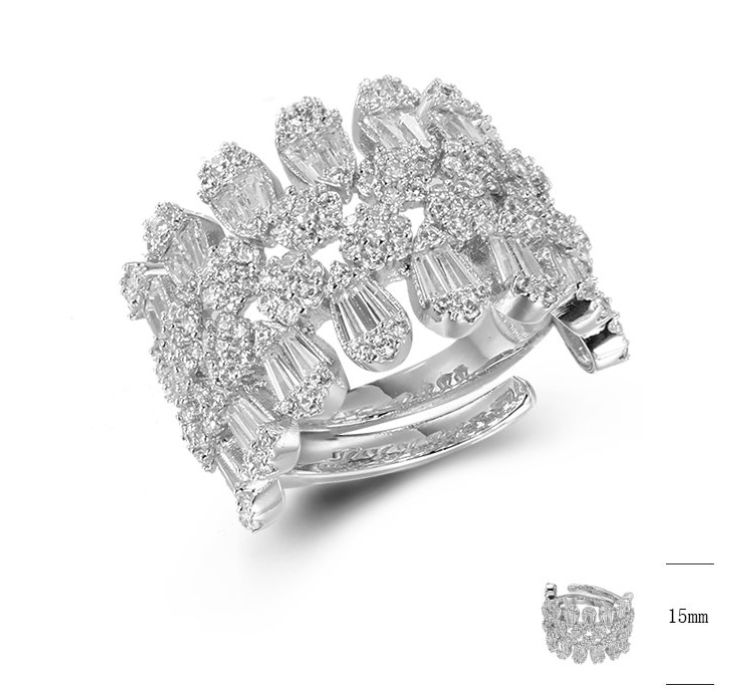 SJ42873, Ladies' Moissanite Ring, S925, Rhodium Plated, White, 6.625g