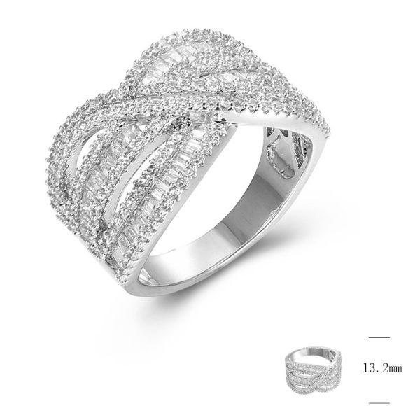 SJ44703, Ladies' Moissanite Ring, S925, Rhodium Plated, White, 6.328g