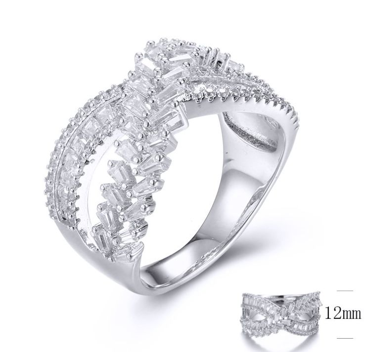 SJ31520, Ladies' Moissanite Ring, S925, Rhodium Plated, White, 4.862g