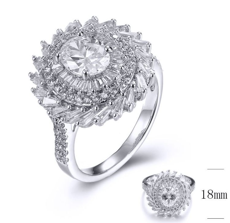 SJ31530, Ladies' Moissanite Ring, S925, Rhodium Plated, White, 5.247g