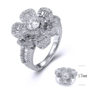 SJ34959, Ladies' Moissanite Ring, S925, Rhodium Plated, White, 5.977g