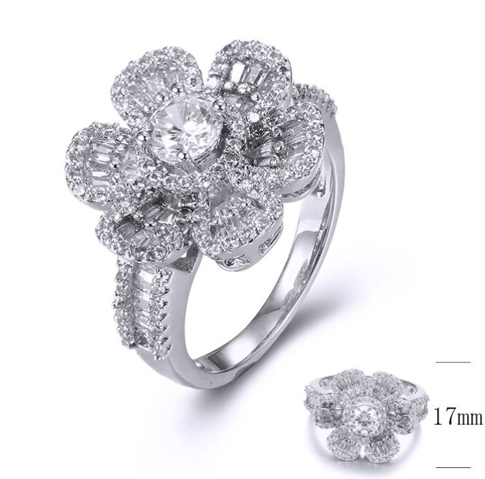 SJ34959, Ladies' Moissanite Ring, S925, Rhodium Plated, White, 5.977g