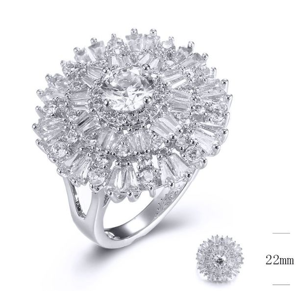 SJ31538, Ladies' Moissanite Ring, S925, Rhodium Plated, White, 6.793g